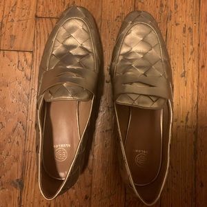 Leather gold loafers
